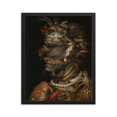 Water by Giuseppe Arcimboldo, 1566 framed print on a plain backdrop in size 16"x20".