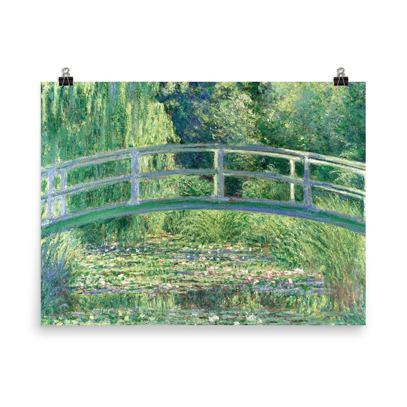 Water Lilies and the Japanese Bridge by Claude Monet poster on a plain backdrop in size 8