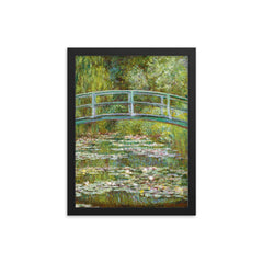 Water Lily Pond by Claude Monet framed print on a plain backdrop in size 12"x16".