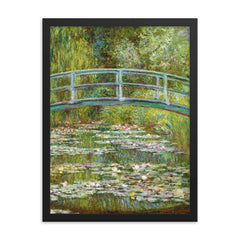 Water Lily Pond by Claude Monet framed print on a plain backdrop in size 18"x24".