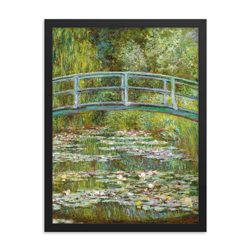 Water Lily Pond by Claude Monet framed print on a plain backdrop in size 18