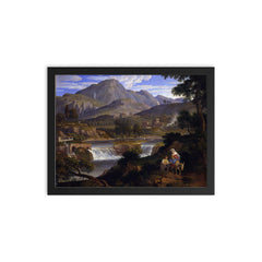 Waterfalls at Subiaco by Joseph Anton Koch, c. 1812-1813 framed print on a plain backdrop in size 12"x16".
