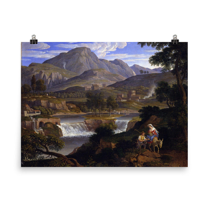 Waterfalls at Subiaco by Joseph Anton Koch, c. 1812-1813 poster on a plain backdrop in size 8