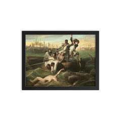 Watson and the Shark by John Singleton Copley, 1778 framed print on a plain backdrop in size 12"x16".