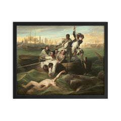 Watson and the Shark by John Singleton Copley, 1778 framed print on a plain backdrop in size 16"x20".