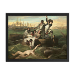 Watson and the Shark by John Singleton Copley, 1778 framed print on a plain backdrop in size 18"x24".