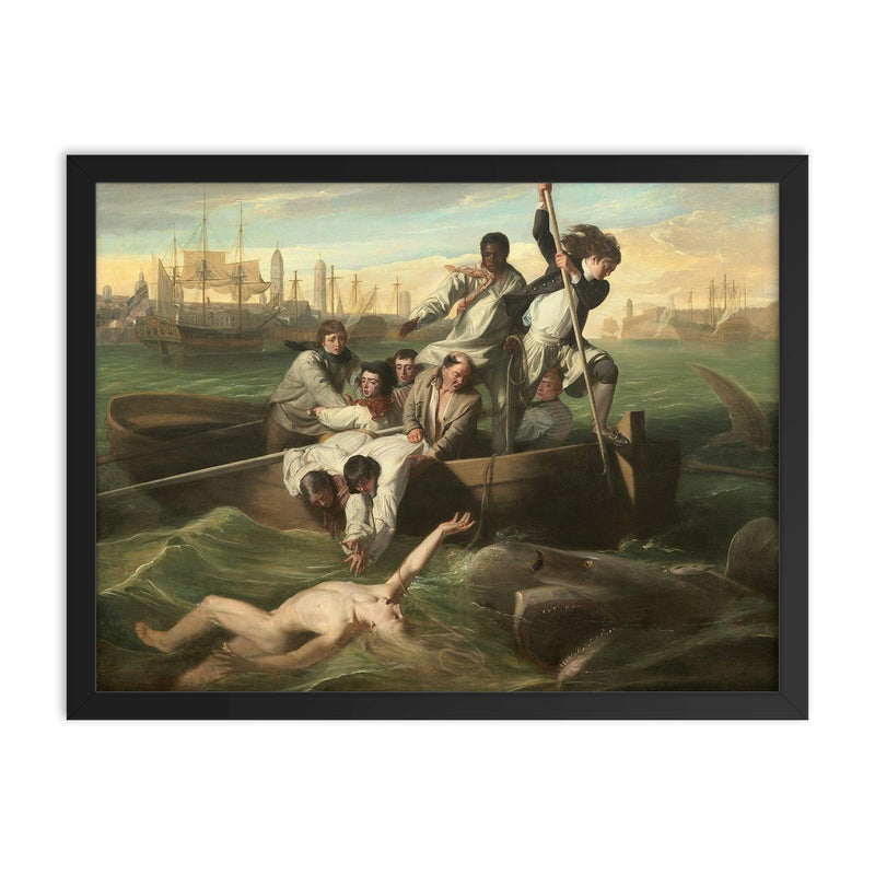 Watson and the Shark by John Singleton Copley, 1778 framed print on a plain backdrop in size 18