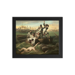 Watson and the Shark by John Singleton Copley, 1778 framed print on a plain backdrop in size 8"x10".