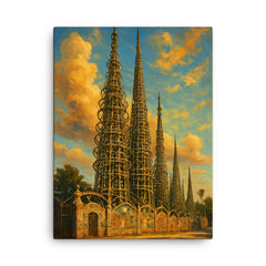 Watts Towers Los Angeles USA canvas print on a plain backdrop in size 18"x24".