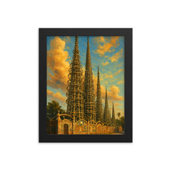 Watts Towers Los Angeles USA framed print on a plain backdrop in size 8"x10".