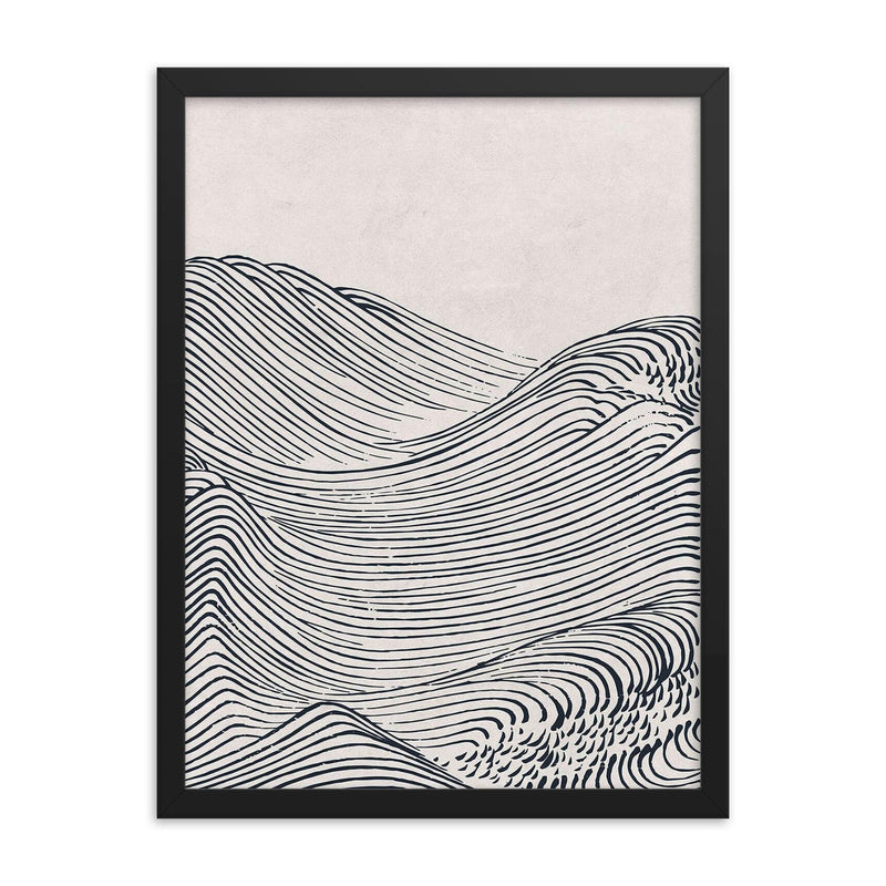 Wave II by Mori Yuzan framed print on a plain backdrop in size 18
