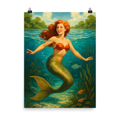 Weeki Wachee Springs Mermaid Shows Florida USA poster on a plain backdrop in size 8"x10".