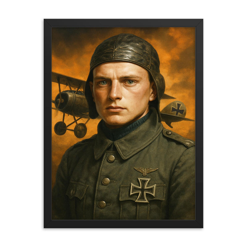 Werner Voss portrait framed print on a plain backdrop in size 18