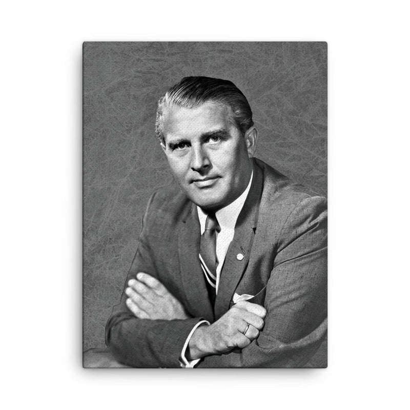 Wernher von Braun canvas print on a plain backdrop in size 18