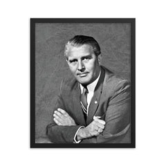 Wernher von Braun framed print on a plain backdrop in size 16"x20".