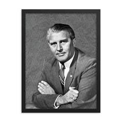 Wernher von Braun framed print on a plain backdrop in size 18"x24".