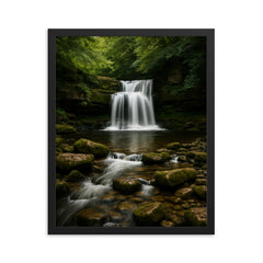 West Burton Falls Cauldron Falls England framed print on a plain backdrop in size 16"x20".