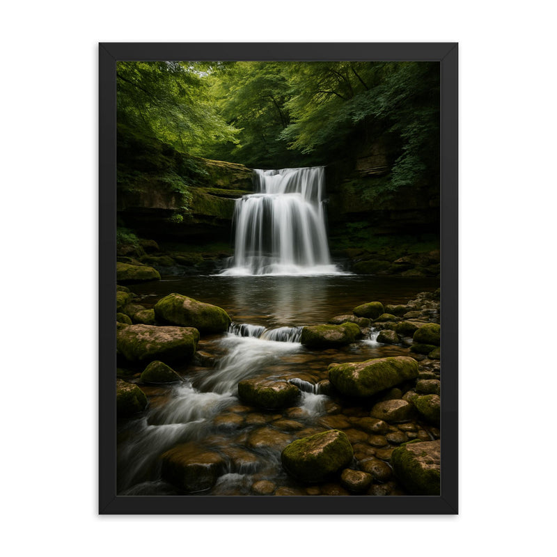 West Burton Falls Cauldron Falls England framed print on a plain backdrop in size 18