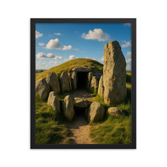 West Kennet Long Barrow England framed print on a plain backdrop in size 16"x20".