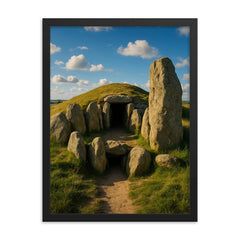 West Kennet Long Barrow England framed print on a plain backdrop in size 18"x24".