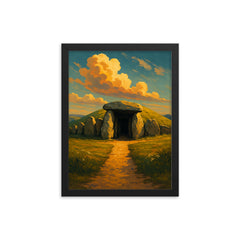 West Kennet Long Barrow Wiltshire England framed print on a plain backdrop in size 12"x16".