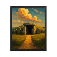 West Kennet Long Barrow Wiltshire England framed print on a plain backdrop in size 16"x20".