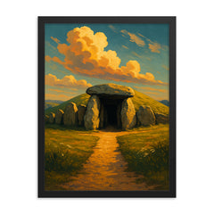 West Kennet Long Barrow Wiltshire England framed print on a plain backdrop in size 18"x24".