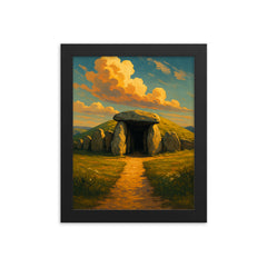 West Kennet Long Barrow Wiltshire England framed print on a plain backdrop in size 8"x10".