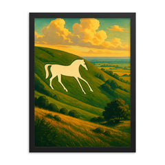 Westbury White Horse England framed print on a plain backdrop in size 18"x24".