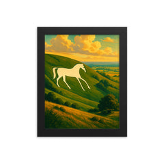 Westbury White Horse England framed print on a plain backdrop in size 8"x10".
