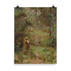 What the Little Girl Saw in the Bush by Frederick McCubbin, 1904 poster on a plain backdrop in size 8"x10".