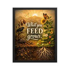 What you feed grows framed print on a plain backdrop in size 16"x20".