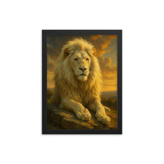 Whipsnade White Lion England framed print on a plain backdrop in size 12"x16".