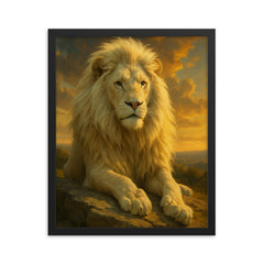 Whipsnade White Lion England framed print on a plain backdrop in size 16"x20".