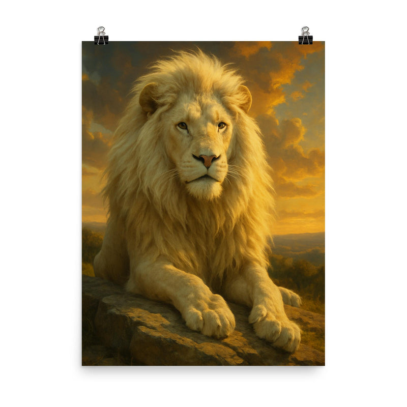 Whipsnade White Lion England poster on a plain backdrop in size 8