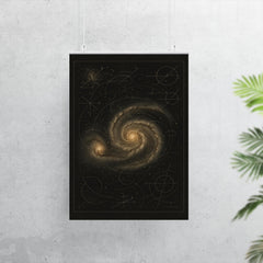 Whirlpool Galaxy with annotated astronomer markings poster 7