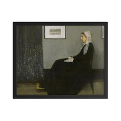 Whistlers Mother  Whistler 1871 framed print on a plain backdrop in size 16"x20".