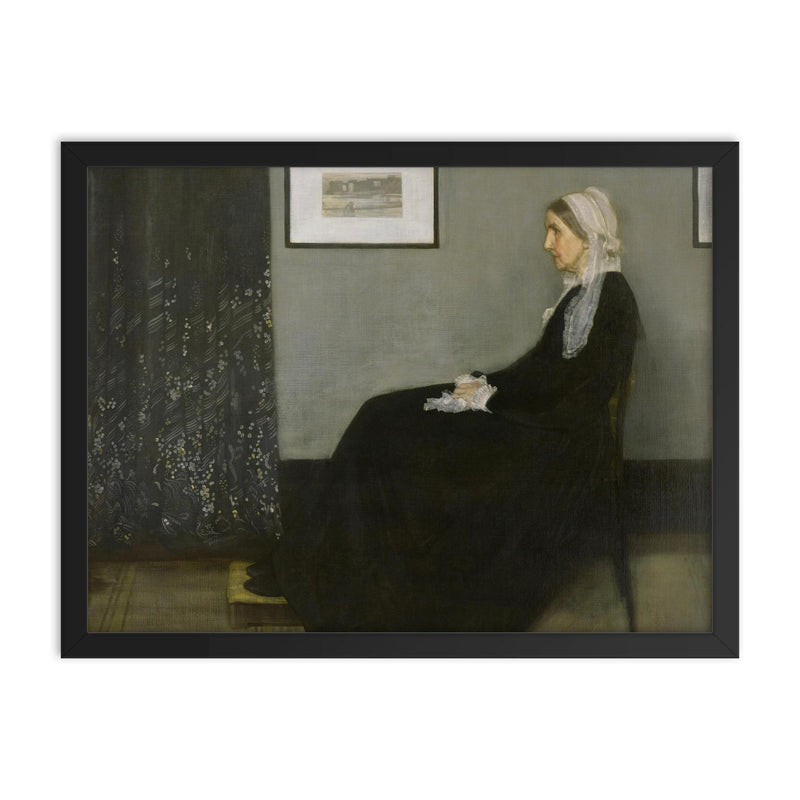 Whistlers Mother  Whistler 1871 framed print on a plain backdrop in size 18