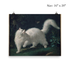 White Angora Cat Chasing a Butterfly by Jean-Jacques Bachelier, 1761 poster 2
