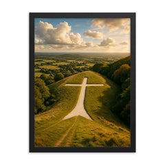 Whiteleaf Cross England framed print on a plain backdrop in size 18"x24".