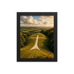 Whiteleaf Cross England framed print on a plain backdrop in size 8"x10".