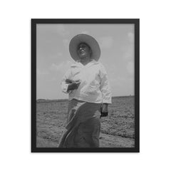 Wife of a Mexican sharecropper near Bryan, Texas by Dorothea Lange framed print on a plain backdrop in size 16"x20".