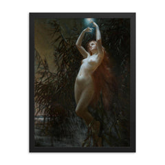 Will o the Wisp by Lev Lerch, 1888 framed print on a plain backdrop in size 18"x24".