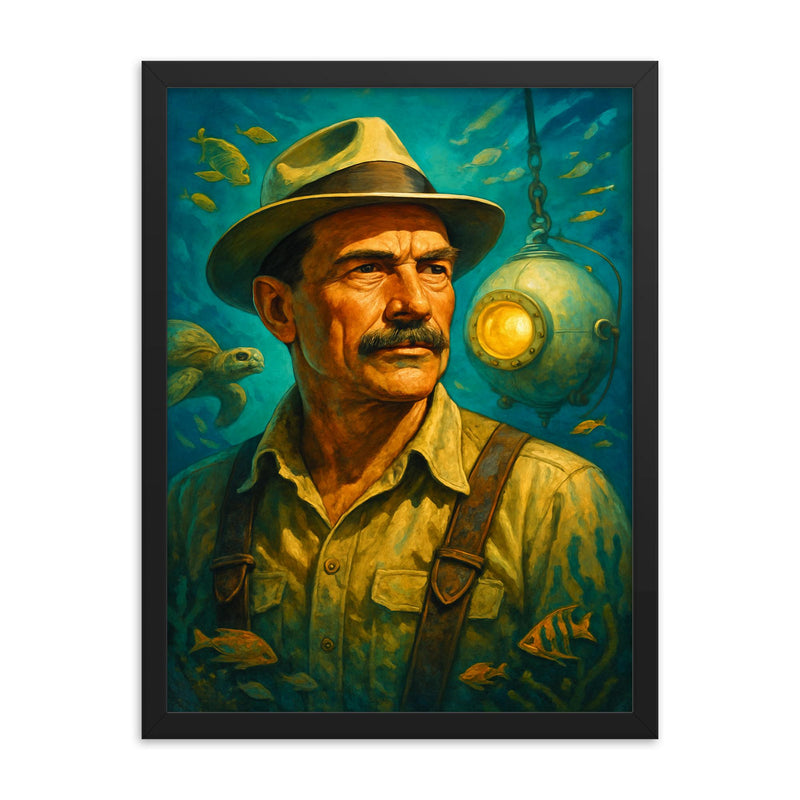 William Beebe framed print on a plain backdrop in size 18