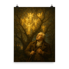 William Blake seeing angels in trees poster on a plain backdrop in size 8"x10".