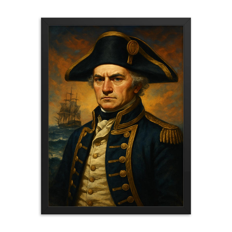 William Bligh framed print on a plain backdrop in size 18