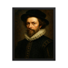 William Byrd framed print on a plain backdrop in size 16"x20".