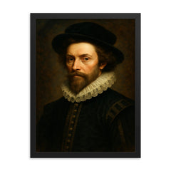 William Byrd framed print on a plain backdrop in size 18"x24".
