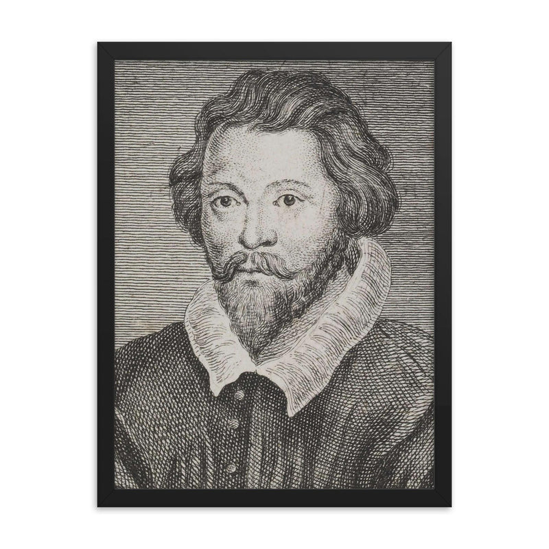 William Byrd framed print on a plain backdrop in size 18