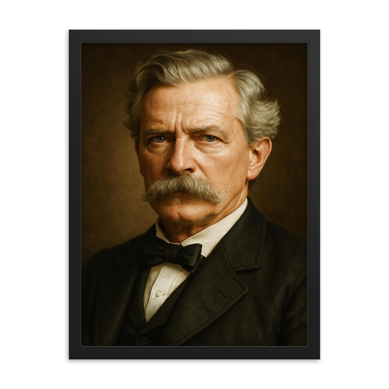 William Clark Falkner portrait framed print on a plain backdrop in size 18